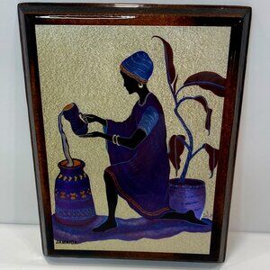 Judy Mastrangelo Foil art lacquered print plaked wood wall art (Jamaica)